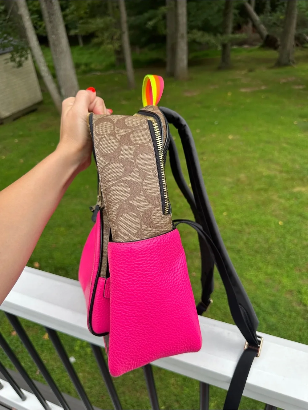 Coach Court Backpack in Color-block Signature Canvas C5808